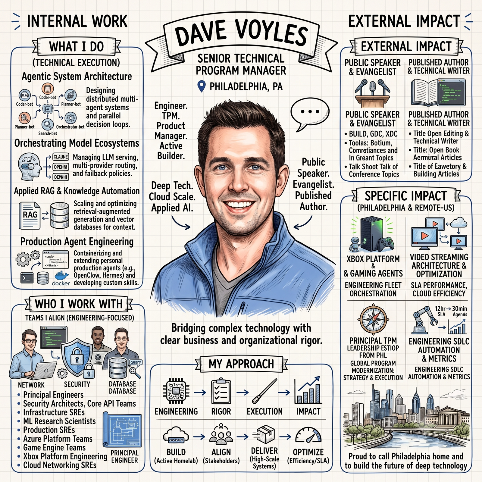 Dave Voyles overview — Senior Technical Program Manager based in Philadelphia, PA, bridging complex technology with clear business and organizational rigor