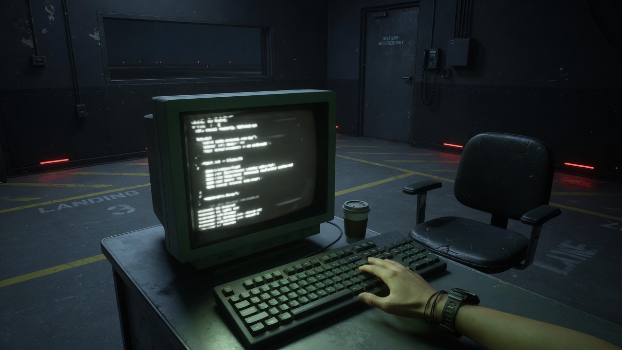 Empty night-ops desk — the program prints the merge command; a human still makes the click